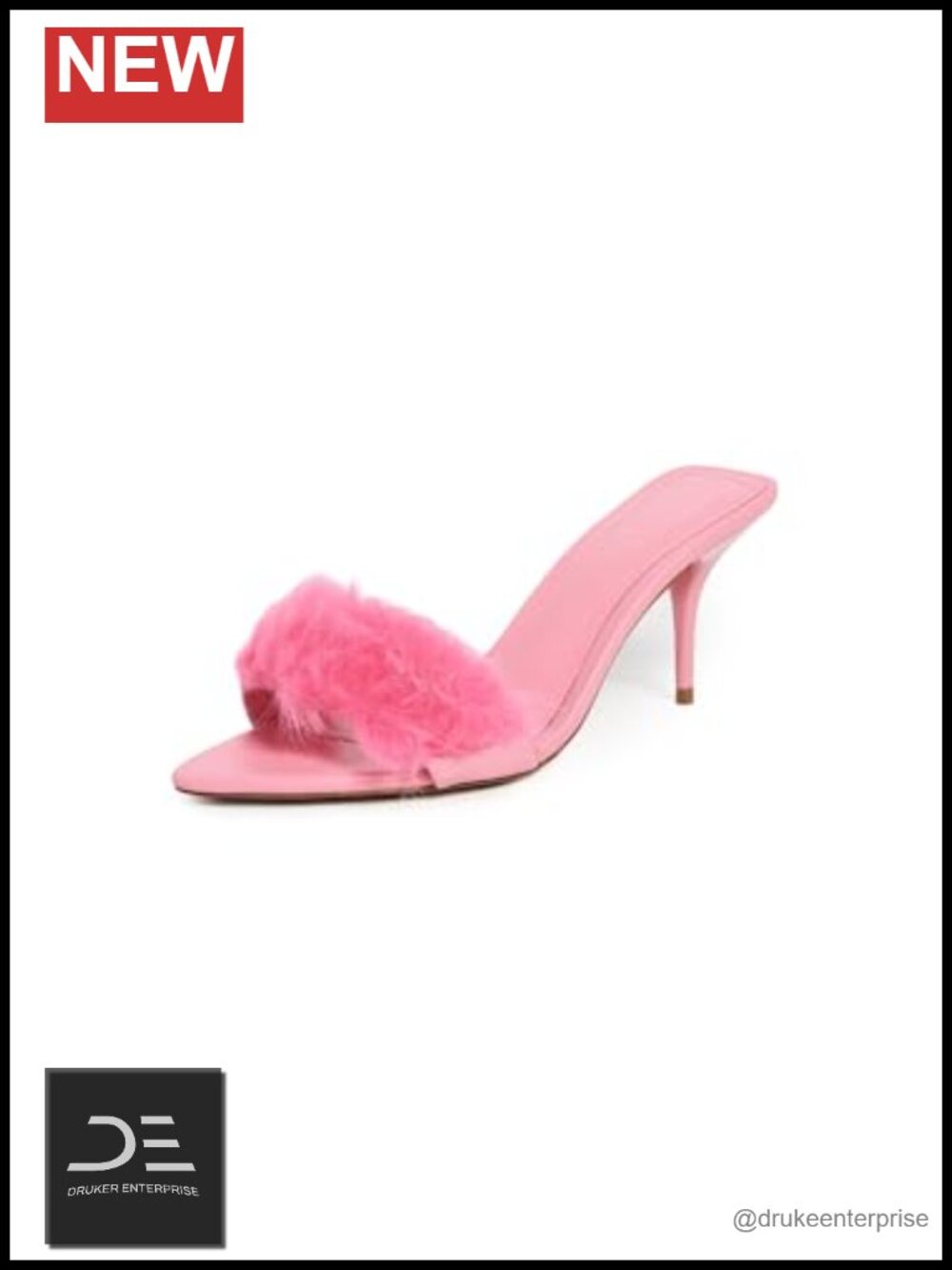Faux Fur Kitten Heel Mules Open Toe Pull-On Women's Shoes